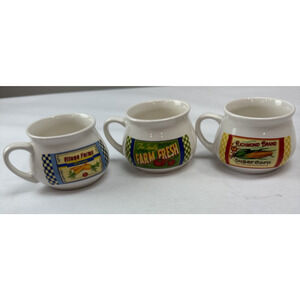 Vintage Dat'l Do-It Farm Fresh Series Carrot Sugar Corn Tomatoes Soup Mugs 90s